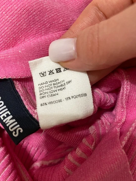 Jacquemus Le Body Yauco Polo Bodysuit Size S Pink Knit Buttons Stretch Barbie - Picture 10 of 11